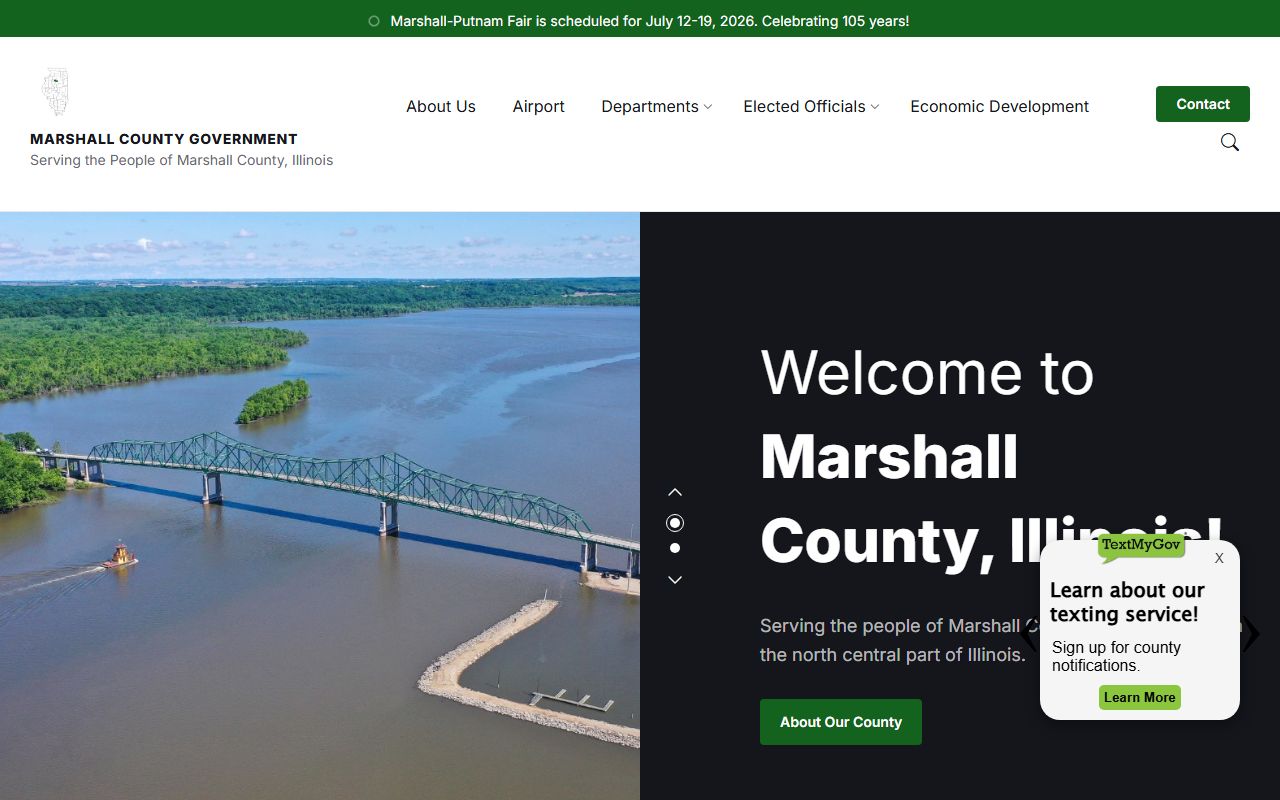 Marshall County government home page used to start a Marshall County inmate population search